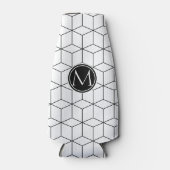 Monogramm Schwarz-Weiß-Elegant Flaschenkühler (Vorderseite)