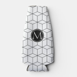 Monogramm Schwarz-Weiß-Elegant Flaschenkühler