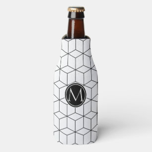 Monogramm Schwarz-Weiß-Elegant Flaschenkühler