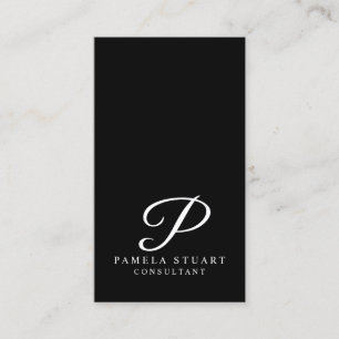Monogramm Schwarz-Weiß-Elegant Visitenkarte