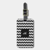 Monogramm Schwarz Weiß Fettes Wellenmuster Gepäckanhänger (Vorderseite vertikal)