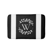 Monogramm Schwarz-Weiß-Floral Badematte (Vorderseite)