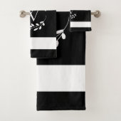 Monogramm Schwarz-Weiß-Floral Badhandtuch Set (Insitu)