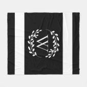 Monogramm Schwarz-Weiß-Floral Fleecedecke (Vorderseite (Horizontal))