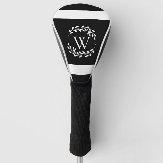 Monogramm Schwarz-Weiß-Floral Golf Headcover (Vorderseite)