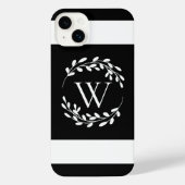 Monogramm Schwarz-Weiß-Floral iPhone Hülle (Rückseite)