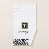 Monogramm Schwarz-weiß gebürstete Textur Badehandt Badhandtuch Set (Handtuch)