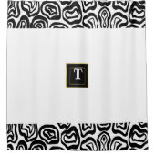 Monogramm Schwarz-weiß gebürstete Textur Dusche Cu Duschvorhang (Vorderseite)