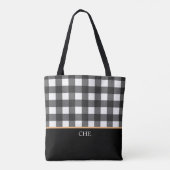 Monogramm Schwarz-weiß geprüft Kariert Tasche (Rückseite)
