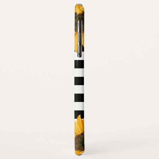 Monogramm Schwarz-weiß gestreifte Sonnenblume Gold Case-Mate iPhone Hülle (Hinten/Links)