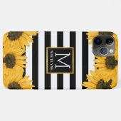 Monogramm Schwarz-weiß gestreifte Sonnenblume Gold Case-Mate iPhone Hülle (Rückseite (Horizontal))