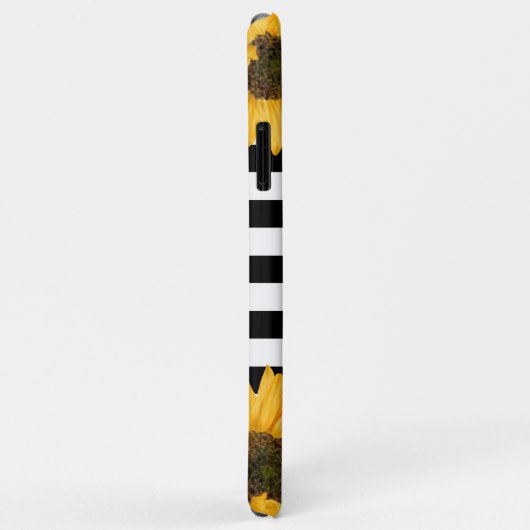 Monogramm Schwarz-weiß gestreifte Sonnenblume Gold Case-Mate iPhone Hülle (Hinten/Rechts)