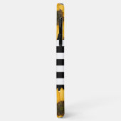 Monogramm Schwarz-weiß gestreifte Sonnenblume Gold Case-Mate iPhone Hülle (Hinten/Links)