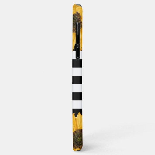 Monogramm Schwarz-weiß gestreifte Sonnenblume Gold Case-Mate iPhone Hülle (Hinten/Links)