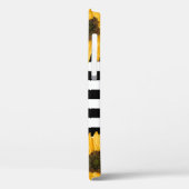 Monogramm Schwarz-weiß gestreifte Sonnenblume Gold Case-Mate iPhone Hülle (Rückseite / Links)