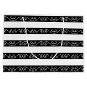 Monogramm Schwarz-weiß gestreiftes Design Große Geschenktüte (Rückseite)