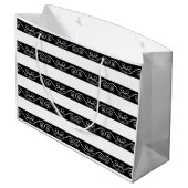 Monogramm Schwarz-weiß gestreiftes Design Große Geschenktüte (Rückseite Schrägansicht)