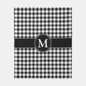 Monogramm Schwarz-Weiß-Gingham Fleecedecke (Vorderseite)