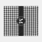 Monogramm Schwarz-Weiß-Gingham Fleecedecke (Vorderseite (Horizontal))