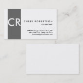 Monogramm Schwarz-weiß-Graustreifen-Visitenkarte Visitenkarte (Vorne/Hinten)