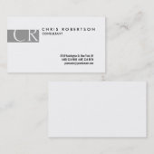 Monogramm Schwarz-weiß-Graustreifen-Visitenkarte Visitenkarte (Vorne/Hinten)