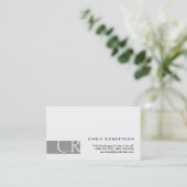 Monogramm Schwarz-weiß-Graustreifen-Visitenkarte Visitenkarte (Stehend Vorderseite)