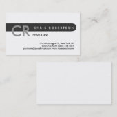 Monogramm Schwarz-weiß-Graustreifen-Visitenkarte Visitenkarte (Vorne/Hinten)