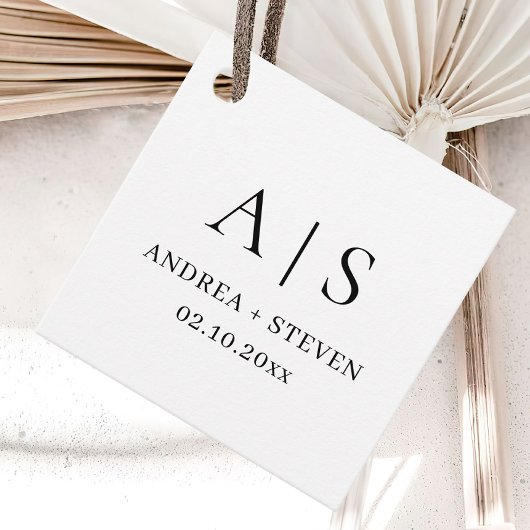 Monogramm Schwarz-Weiß-Hochzeit Geschenkanhänger