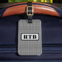 Monogramm Schwarz & Weiß Houndstooth 2-seitig mit