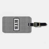 Monogramm Schwarz & Weiß Houndstooth 2-seitig mit Gepäckanhänger (Vorderseite horizontal)