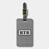 Monogramm Schwarz & Weiß Houndstooth 2-seitig mit Gepäckanhänger (Vorderseite vertikal)