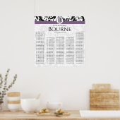 Monogramm Schwarz/Weiß-Lila Damaske Poster (Küche)