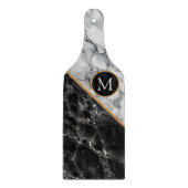 Monogramm, Schwarz-Weiß-Marmor Schneidebrett (Vorderseite)
