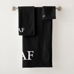 Monogramm-Schwarz-Weiß-Minimalist-Badehandtuch-Set Badhandtuch Set