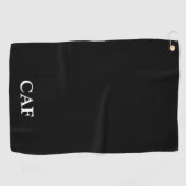 Monogramm Schwarz-weiß Minimalistisch Golfhandtuch (Horizontal)