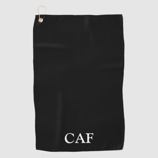 Monogramm Schwarz-weiß Minimalistisch Golfhandtuch (Vorderseite)