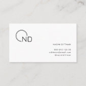 Monogramm Schwarz/Weiß Minimalistisch Visitenkarte (Vorderseite)