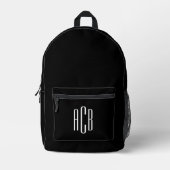 Monogramm Schwarz/Weiß mit drei Buchstaben Bedruckter Rucksack (Vorderseite)