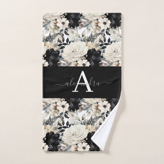 Monogramm-Schwarz-Weiß-Moderne Handtuch-Set Badhandtuch Set (Handtuch)