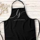 Monogramm Schwarz-weiß Moderne Minimalkalligraphie Schürze