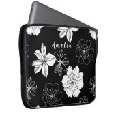Monogramm Schwarz-Weiß-Muster Laptopschutzhülle (Vorne Rechts)