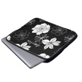 Monogramm Schwarz-Weiß-Muster Laptopschutzhülle (Vorne Knopf)