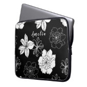 Monogramm Schwarz-Weiß-Muster Laptopschutzhülle (Vorderseite Links)