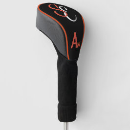 Monogramm Schwarz-weiß Orange Aw Golf Headcover