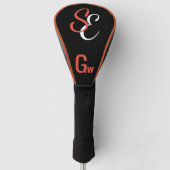 Monogramm Schwarz-weiß Orange Gw Golf Headcover (Vorderseite)