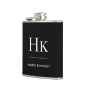 Monogramm Schwarz-weiß Personalisiert Flachmann (Links)