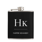 Monogramm Schwarz-weiß Personalisiert Flachmann (Vorderseite)