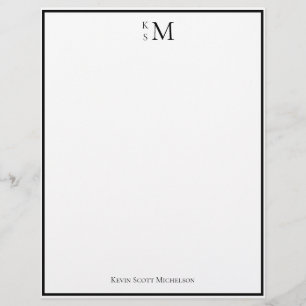 Monogramm Schwarz Weiß Professionell Elegant  Briefbogen