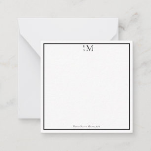 Monogramm Schwarz Weiß Professionell Elegant Mitteilungskarte