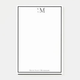 Monogramm Schwarz Weiß Professionell Elegant  Post-it Klebezettel